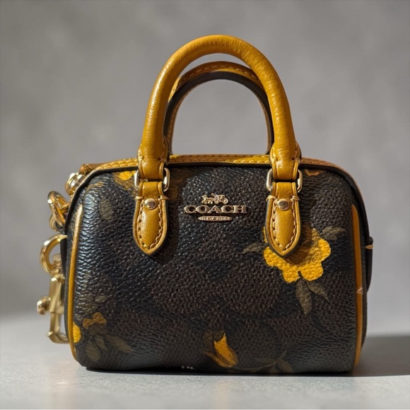 Coach Handbags - Coach Mini Rowan Bag Charm in Signature Canvas with Floral Print, NWT